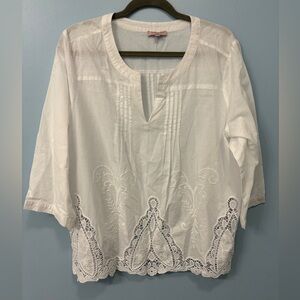 Saint Tropez West white blouse tunic top size 1x beach bathing suit coverup